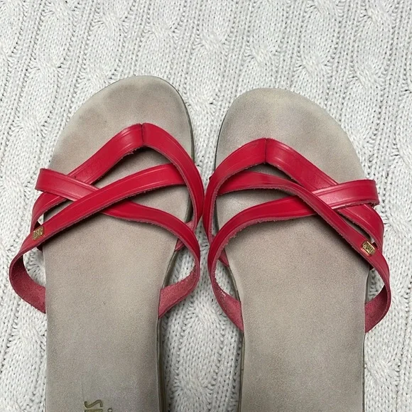 Women’s sz 8.5 red Sunjuns Sharons G. H. Bass & Co leather thong good condition - Picture 9 of 11